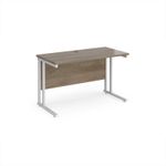 Maestro 25 straight desk 1200mm x 600mm - white cantilever leg frame, Nebraska oak top
