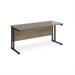 Maestro 25 straight desk 1600mm x 600mm - black cantilever leg frame, Nebraska oak top