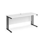Maestro 25 straight desk 1600mm x 600mm - black cantilever leg frame, white top