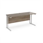 Maestro 25 straight desk 1600mm x 600mm - white cantilever leg frame, Nebraska oak top