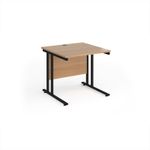 Maestro 25 straight desk 800mm x 800mm - black cantilever leg frame, beech top
