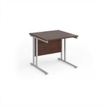 Maestro 25 straight desk 800mm x 800mm - silver cantilever leg frame, walnut top