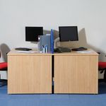 Maestro 25 straight desk 1600mm x 800mm with 2 and 3 drawer pedestals - beech top with panel end leg