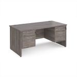 Maestro 25 straight desk 1600mm x 800mm with 2 and 3 drawer pedestals - grey oak top with panel end leg