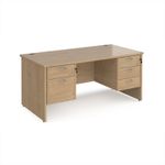 Maestro 25 straight desk 1600mm x 800mm with 2 and 3 drawer pedestals - kendal oak top with panel end leg