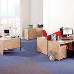 Maestro 25 straight desk 1600mm x 800mm with 2 and 3 drawer pedestals - white top with panel end leg