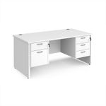 Maestro 25 straight desk 1600mm x 800mm with 2 and 3 drawer pedestals - white top with panel end leg