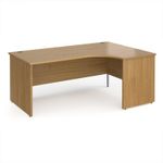Maestro 25 right hand ergonomic desk 1800mm wide - oak top with panel end leg