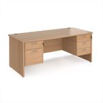 Maestro 25 straight desk 1800mm x 800mm with 2 and 3 drawer pedestals - beech top with panel end leg