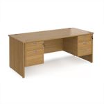 Maestro 25 straight desk 1800mm x 800mm with 2 and 3 drawer pedestals - oak top with panel end leg