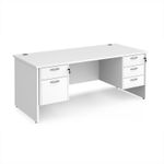 Maestro 25 straight desk 1800mm x 800mm with 2 and 3 drawer pedestals - white top with panel end leg