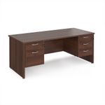 Maestro 25 straight desk 1800mm x 800mm with 2 and 3 drawer pedestals - walnut top with panel end leg