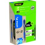 Pilot G-207 Retractable Gel Rollerball Pen 0.7mm Tip 0.39mm Line Blue Greenpack (Pack 12 + 12 Refills) - WLT556183