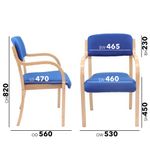 Prague wooden conference chair with double arms - blue