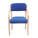 Prague wooden conference chair with double arms - blue