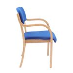 Prague wooden conference chair with double arms - blue