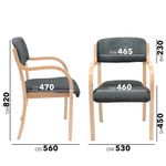 Prague wooden conference chair with double arms - charcoal