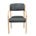 Prague wooden conference chair with double arms - charcoal