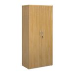 Universal double door cupboard 1790mm high with 4 shelves - oak