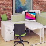 Desk high 3 drawer pedestal with silver handles 600mm deep - Nebraska Oak