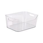 StoreStack Open-Top Pantry Bin with Side Handles Medium Clear RB13611