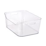 StoreStack Open-Top Pantry Bin with Side Handles Medium Clear RB13611