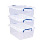 Really Useful Nesting Storage Box 10.1L Clear Pack of 3 10.1C-PK3