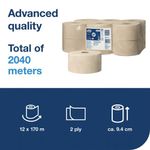 Tork Mini Jumbo 2-Ply Toilet Roll Advanced 170m Natural (Pack of 12) 120377