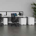 Steel 3 drawer wide mobile pedestal - white