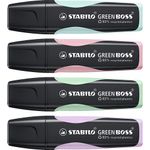 Stabilo Green Boss Highlighter Assorted Pastel (Pack of 4) 1523155