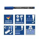 Staedtler Lumocolor Permanent Universal Pen Fine 0.6mm Blue Pack of 10 318-3