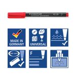 Staedtler Lumocolour Universal Pen Permanent Fine Red (10 Pack) 318-2