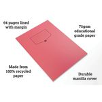 Silvine Recycled Exercise Book Lined with Margin 64 Pages A4 Red (Pack of 10) EXRE101