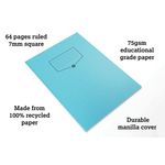 Silvine Rcyc Exercise Book 7mm Square 64 Pg A4 Blue Pack of 10 EXRE104