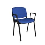 Taurus meeting room stackable chair with black frame and fixed arms - blue