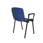 Taurus plastic meeting room stackable chair with fixed arms - blue with black frame