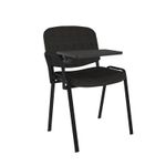 Taurus meeting room chair with black frame and writing tablet - charcoal