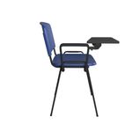 Taurus plastic meeting room chair with writing tablet - blue with black frame