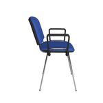 Taurus meeting room stackable chair with chrome frame and fixed arms - blue