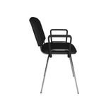 Taurus meeting room stackable chair with chrome frame and fixed arms - black