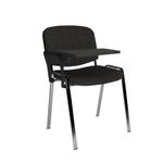 Taurus meeting room chair with chrome frame and writing tablet - charcoal