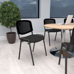 Taurus mesh back meeting room chair with writing tablet - black
