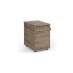 Tall mobile 3 drawer pedestal with silver handles 600mm deep - Nebraska Oak