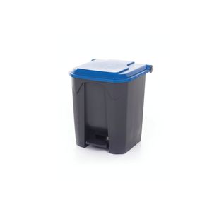 2Work Pedal Bin with Coloured Lid 30L Grey/Blue 370x380x455mm 2W10767