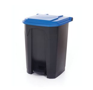 2Work Pedal Bin with Coloured Lid 50L Grey/Blue 380x410x560mm 2W10771