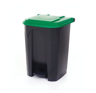 2Work Pedal Bin with Coloured Lid 50L Grey/Green 380x410x560mm 2W10772
