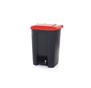 2Work Pedal Bin with Coloured Lid 80L Grey/Red 410x470x670mm 2W10774