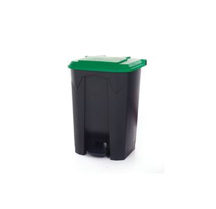 2Work Pedal Bin with Coloured Lid 80L Grey/Green 410x470x670mm 2W10776