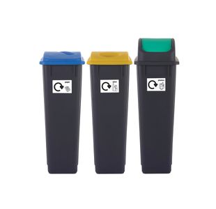 2Work Recycling Bins 90 Litre Assorted Pack of 3 2W10789
