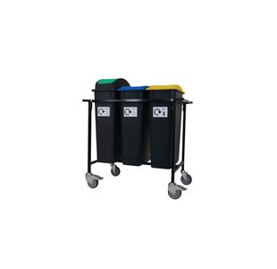 2Work Mobile Recycling Trolley with 3x90 Litre Bins 2W10801